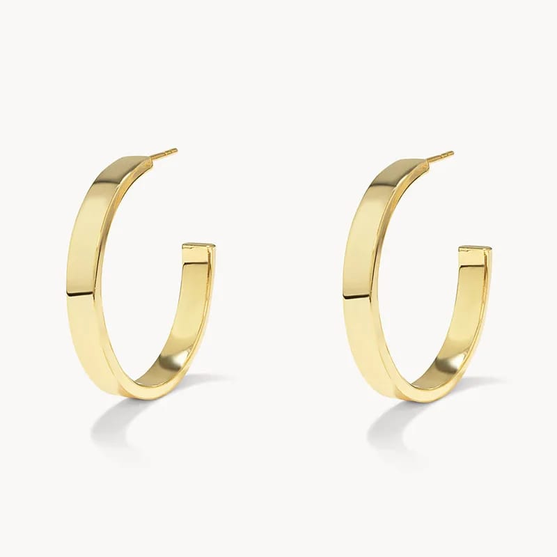 Women’s Fashion 30mm Hoop Earrings Classic 18k Gold Plated Flat Hoop Earrings Hoop Earrings