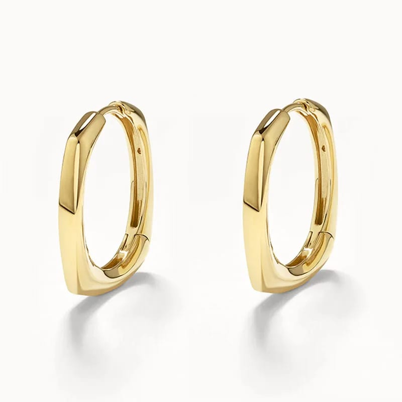 New Designer Jewellery Simple Classic Fashion 925 Sterling Silver 18k Fine Gold Plated Square Huggie Hoop Earrings For Women Hoop Earrings