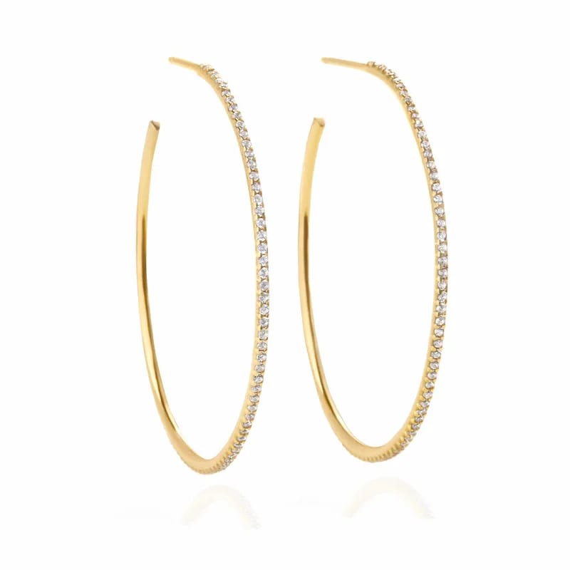 High Quality Sparking Bling Fashion Luxury 18k Gold Plated Cubic Zirconia Diamond Large Circle Hoop Earring For Women Hoop Earrings