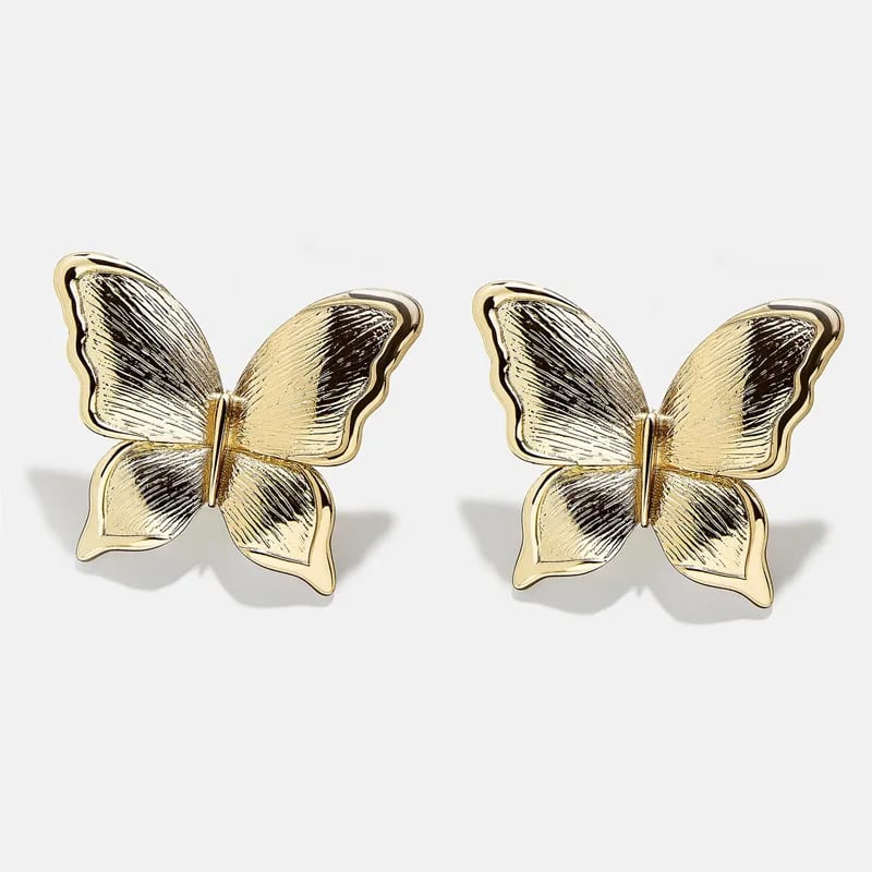 Trending New Arrival 18k Gold Plated Texture Butterfly Stud Earrings 18k Gold Plated Women Fashion Jewelry Earrings Stud Earrings