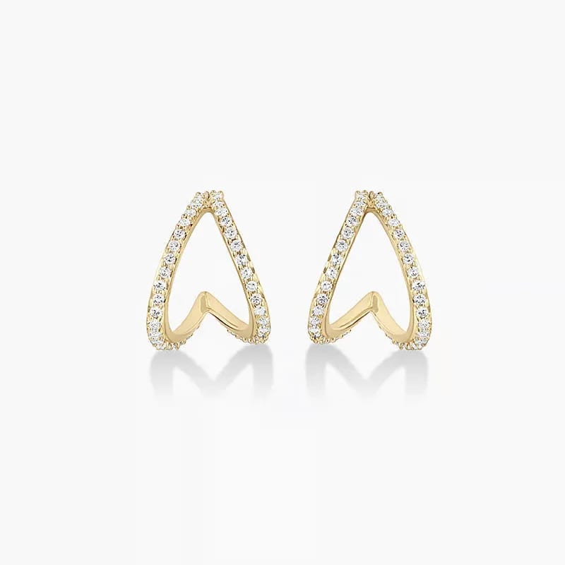 New Arrivals 925 Sterling Silver Fashion 18k Gold Plated Diamond Pave Split Huggies Hoop Earrings For Ladies Hoop Earrings