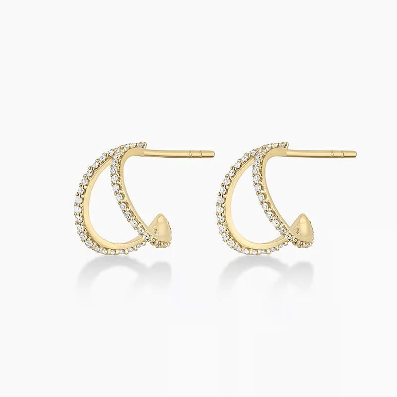 New Arrivals 925 Sterling Silver Fashion 18k Gold Plated Diamond Pave Split Huggies Hoop Earrings For Ladies Hoop Earrings
