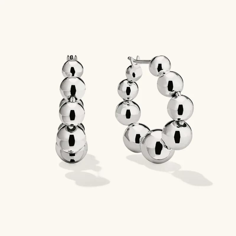 Wholesale Fashion Personality 925 Sterling Silver New Design Sphere Beads Hoop Earrings For Women Hoop Earrings