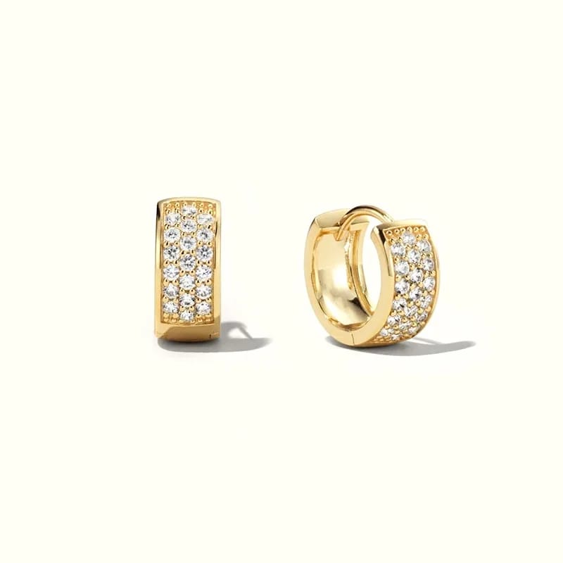 Custom Jewelry Manufacturer 18k Gold Plated 925 Sterling Silver Pave Bold Huggie Hoops Earrings For Women Huggie Earrings