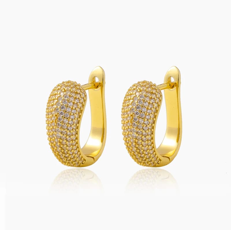 Fashion Women Jewellery High Quality 925 Sterling Silver 18k Gold Plated Pave Cubic Zirconia Huggie Women Hoop Earrings Huggie Earrings