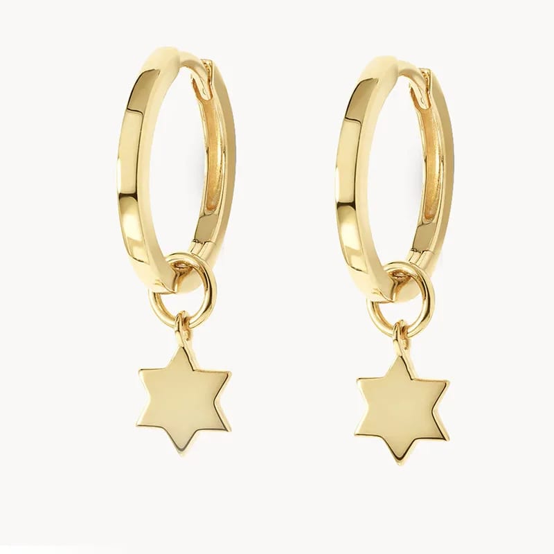 Best Selling Fashion Jewelry 18k Gold Plating 925 Sterling Silver Star Charm Hoop Earrings For Women Hoop Earrings