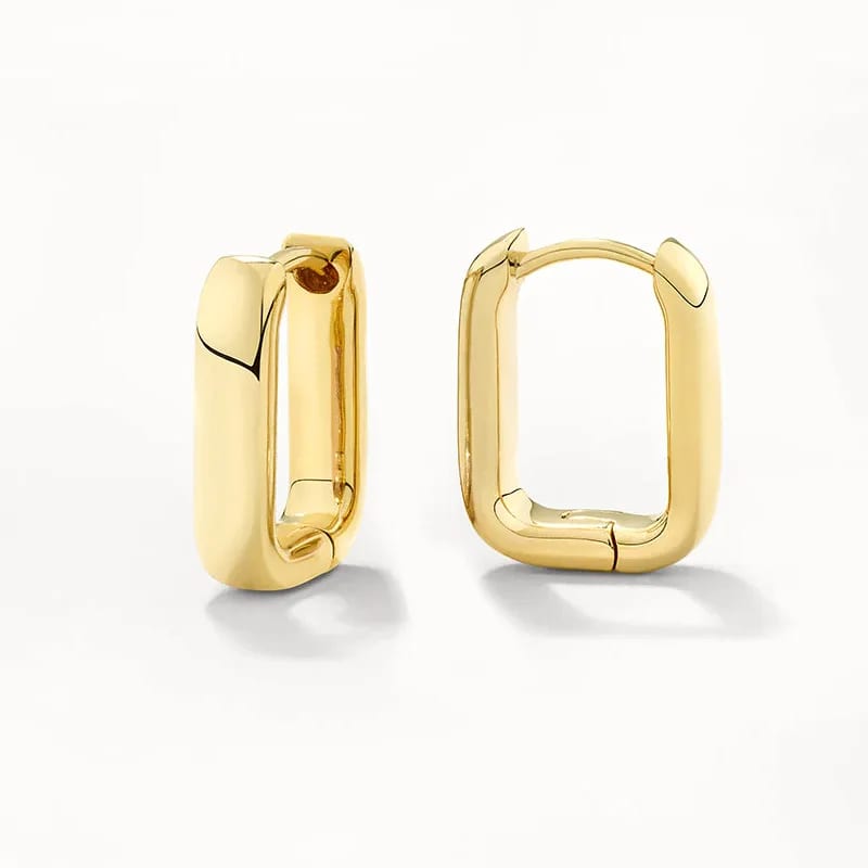 2024 New Fashion Jewelry Daily Wear 925 Sterling Silver 18k Gold Mini Square Paperclip Huggie Hoop Earrings For Women Hoop Earrings