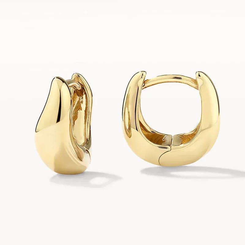 Trendy 925 Sterling Silver 18k Gold Plated Mini Curvy Wave Dome Huggies Hoop Earrings For Women Jewelry Wholesale Huggie Earrings