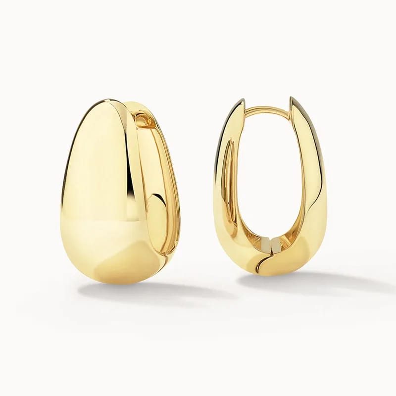 New Design 18k Gold Plated Bold Drop Dome Hoop Earrings Women Luxury Huggies Earrings Women’s Jewelry Wholesale Hoop Earrings