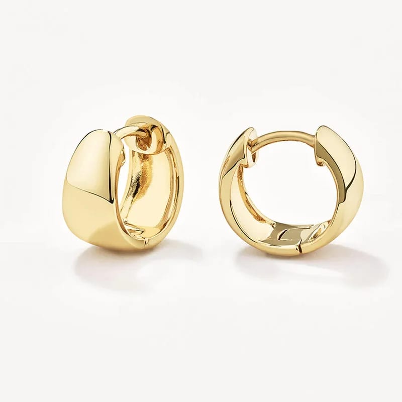 Custom 925 Sterling Silver 18k Gold Plated Jewelry Fashion Thick Dome Huggies Earrings For Women And Girls Huggie Earrings