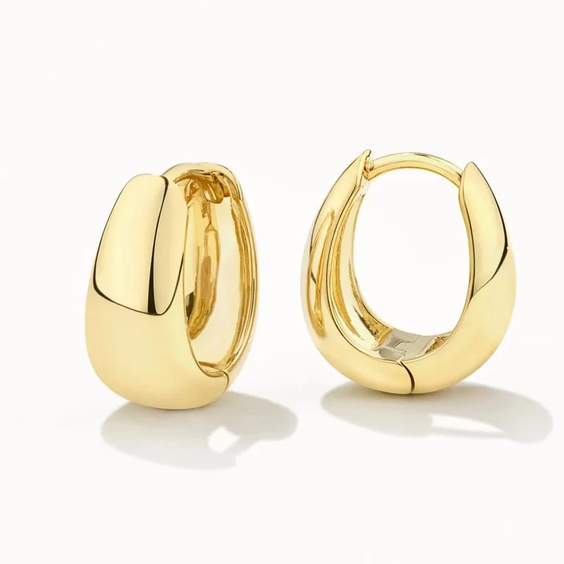 Best-selling 925 Sterling Silver 14k Gold Plated Jewelry Women Chunky Dome Hoop Huggie Earrings Jewellery Wholesaler Hoop Earrings