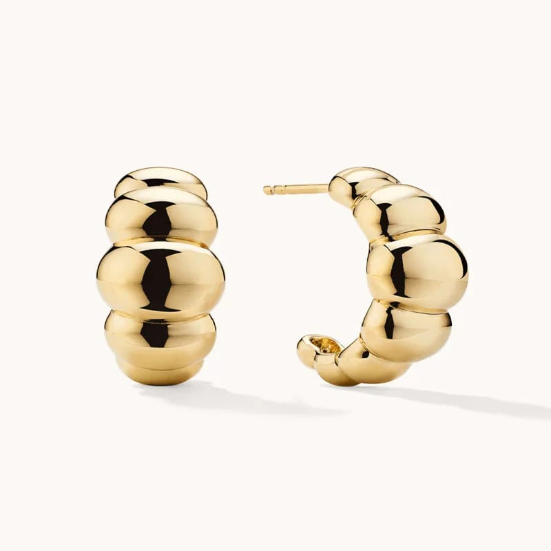 New Arrivals Fashion 925 Sterling Silver 18k Gold Plated Chunky Dome Hoop Earrings For Women Hoop Earrings