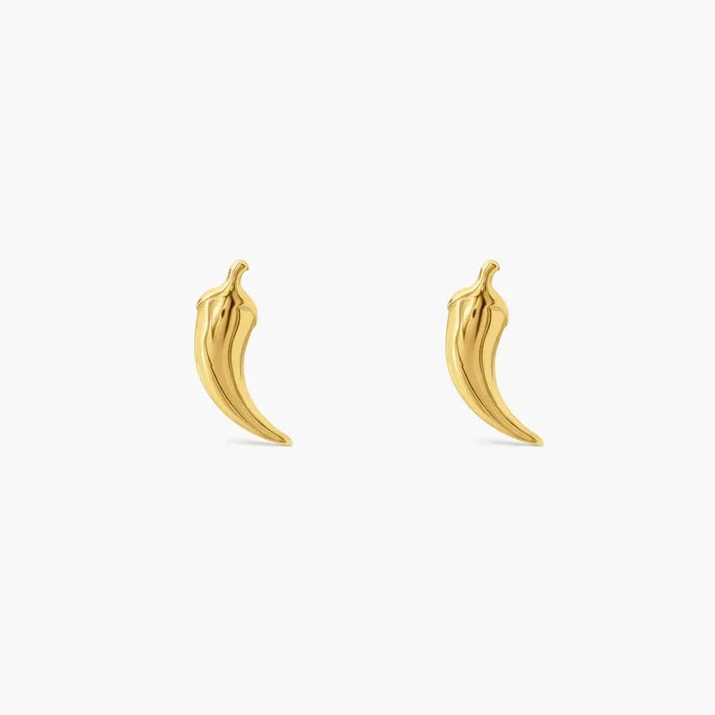 New Design 925 Sterling Silver 14k Gold Plated Tiny Chili Pepper Stud Earrings Women Jewelry Stud Earrings