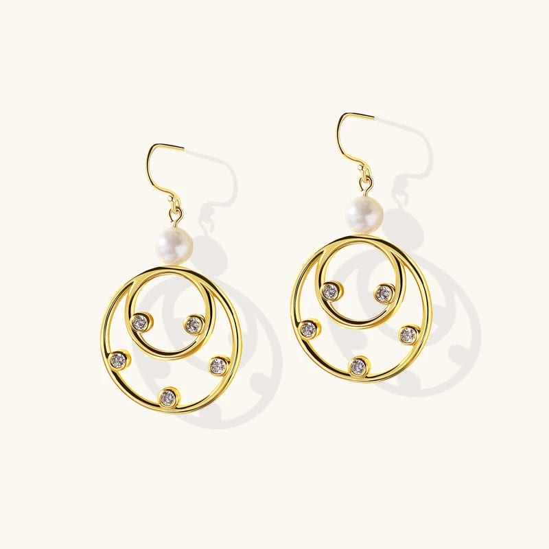 Custom Made Jewelry Manufacturer Customize 18k Gold Plated 925 Sterling Silver Cubic Zirconia White Pearl Dangle Drop Earrings Drop Earrings