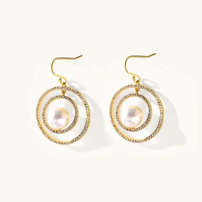 Custom Fine Jewelry Classic Geometric Zircon Pearl Earrings 925 Sterling Silver Freshwater Drop Earrings For Women’s Drop Earrings