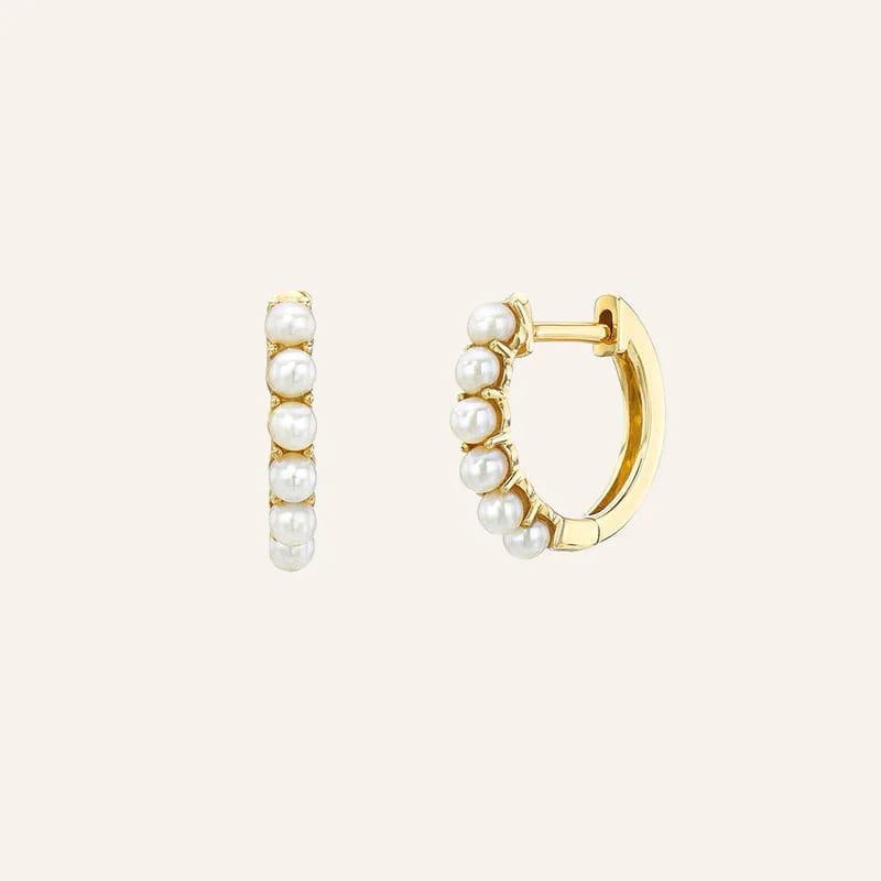 New Design 925 Sterling Silver 18k Gold Women Natural Freshwater Tiny Pearl Huggie Hoop Earrings Hoop Earrings