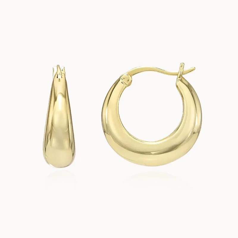 Trendy Earrings 2024 Fashion Classic Dome Huggies 14k Gold Plated U Shaped Thick Chunky Hoop Earrings For Women Hoop Earrings
