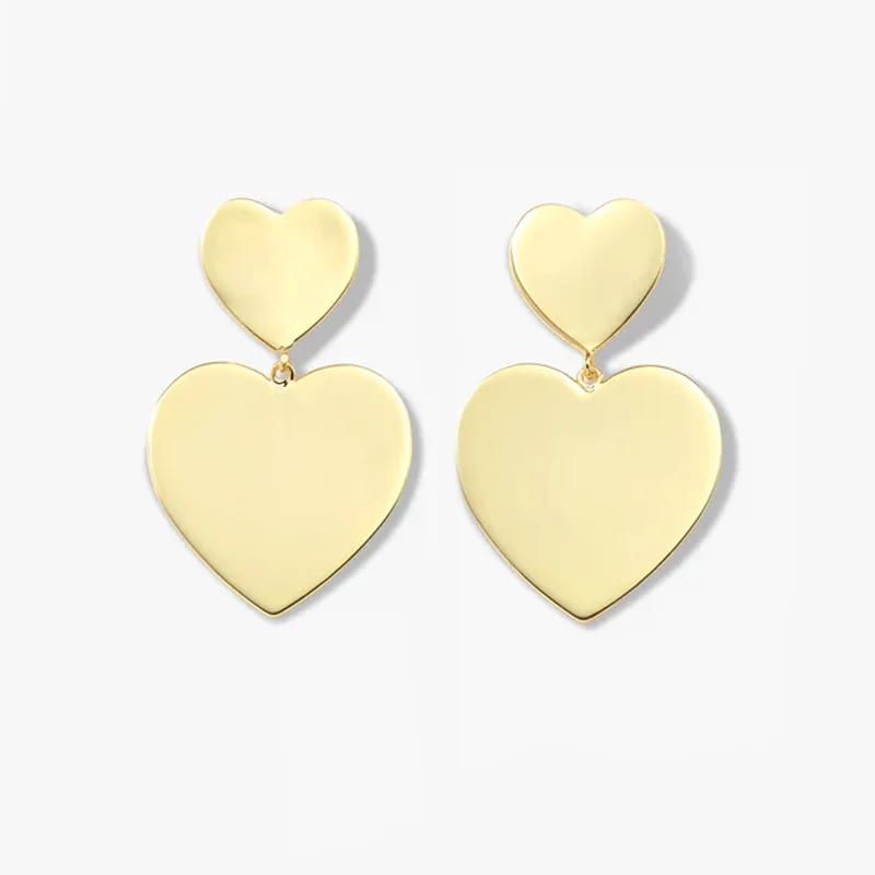 SXS Jewelry 925 Sterling Silver 18k Gold Plated High Polish Smooth Double Heart Drop Earrings Women Drop Earrings