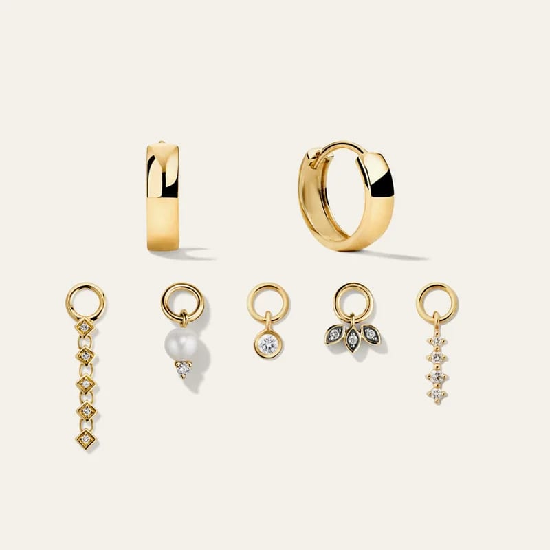 Stylish 14k Gold Plated 925 Sterling Silver Zircon Hoop Charm Earrings Custom Diy Small Charms Huggie Jewelry Hoop Earrings