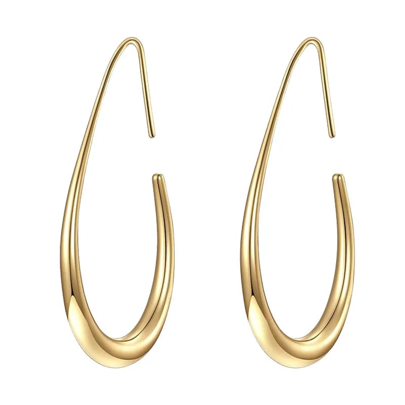 Wholesale 18k Gold Plated Brass Teardrop Hoop Earrings Simple Design For Women Girl Fashion Jewelry Hoop Earrings