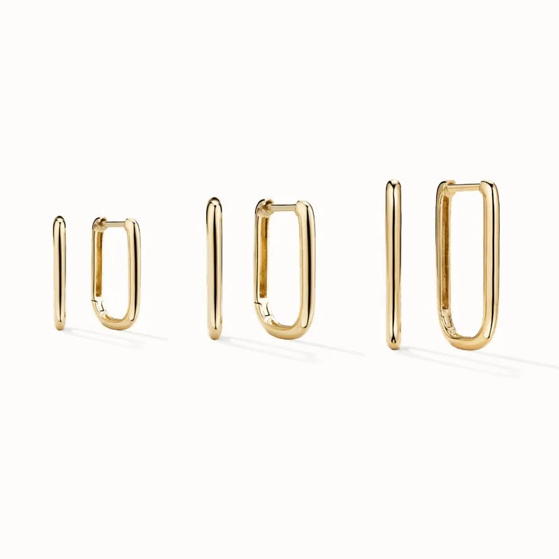 Classic Fashion 925 Sterling Silver 14k Gold Plated U Hoop Square Huggie Earrings For Women Hoop Earrings