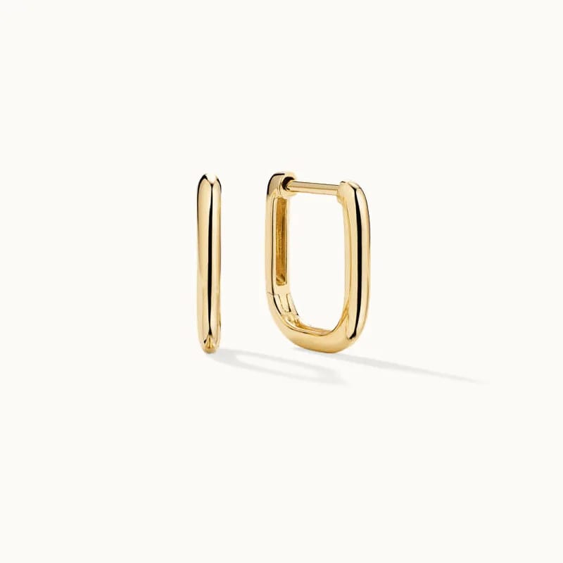 New Fashion Jewelry 925 Sterling Silver 14k Gold Huggie U Hoops Earrings Women Hoop Earrings