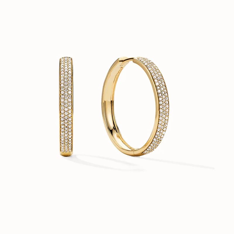 Trendy Dainty Jewelry Bold Pave Cubic Zirconia Large Hoops 18k Gold Plated Huggie Hoop Earrings For Women Hoop Earrings