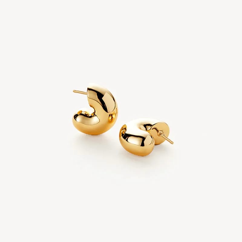 2024 New Arrival Fashion 18k Gold Plated Hypoallergenic Statement Chunky Thick Hoop Minimalist C Shaped Earrings Jewelry Hoop Earrings