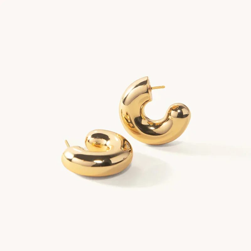 2024 Simple Fashion Lightweight Hollow Earrings 18k Gold Plated Statement Chubby Hoop Earrings Wholesale Jewelry Hoop Earrings