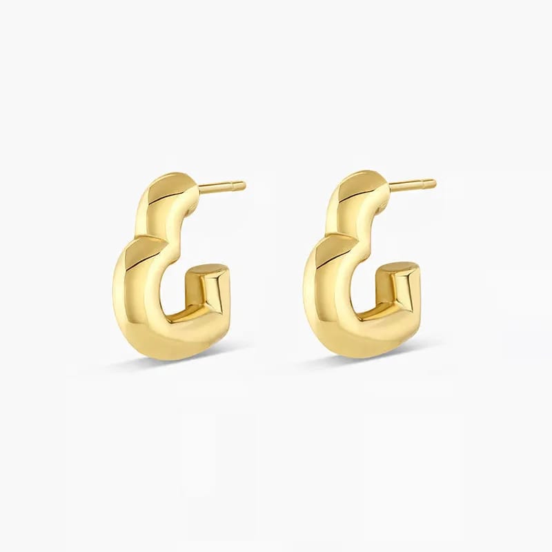 New Trendy Daily Wear 18k Gold Plated Brass Women’s Lightweight Statement Heart Hoop Earrings Hoop Earrings