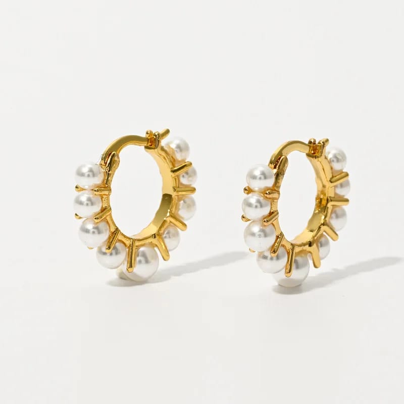 Custom Exquisite Fashion Pearl Earrings Jewelry 925 Silver 18k Gold Plated Pearl Hoop Earrings For Women Hoop Earrings
