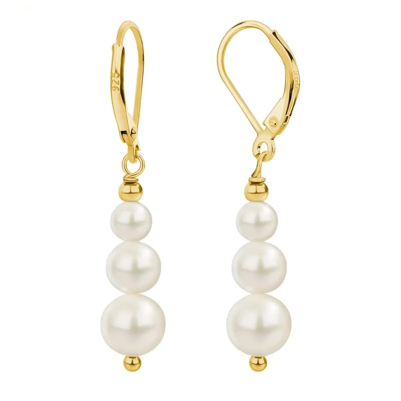 Custom Fashion Freshwater Pearl Drop Earrings 18k Gold Plated 925 Sterling Silver Pearl Hoop Earrings For Women Girls Jewelry Drop Earrings