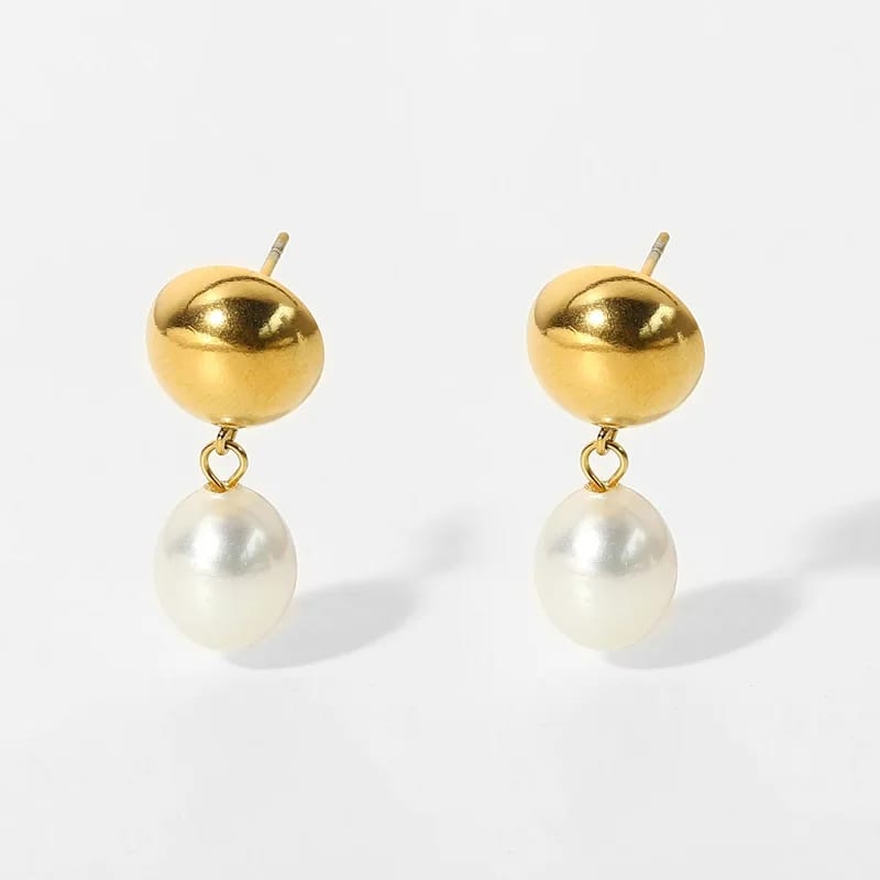 Freshwater Pearl Drop Earring Stainless Steel Jewelry 18k Gold Plated Stud Irregular Baroque Pearl Dangle Earrings For Women Drop Earrings