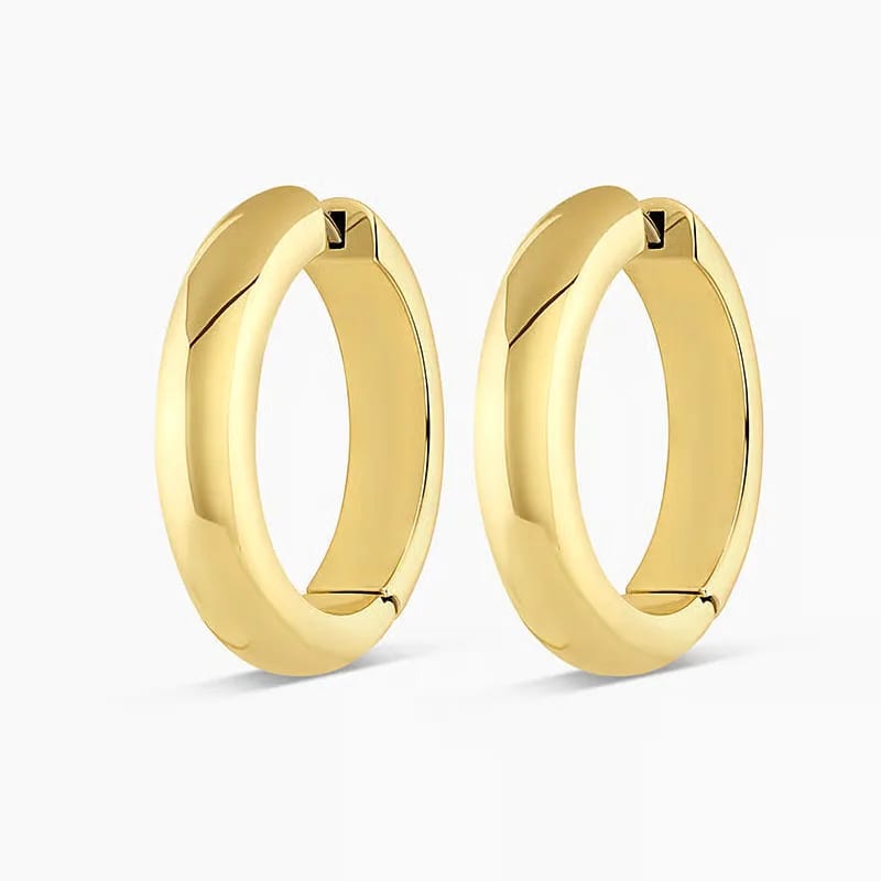 Women Fashion Jewelry Brass 18k Gold Plated Hypoallergenic Geometric Chunky Statement Hoop Earrings Hoop Earrings