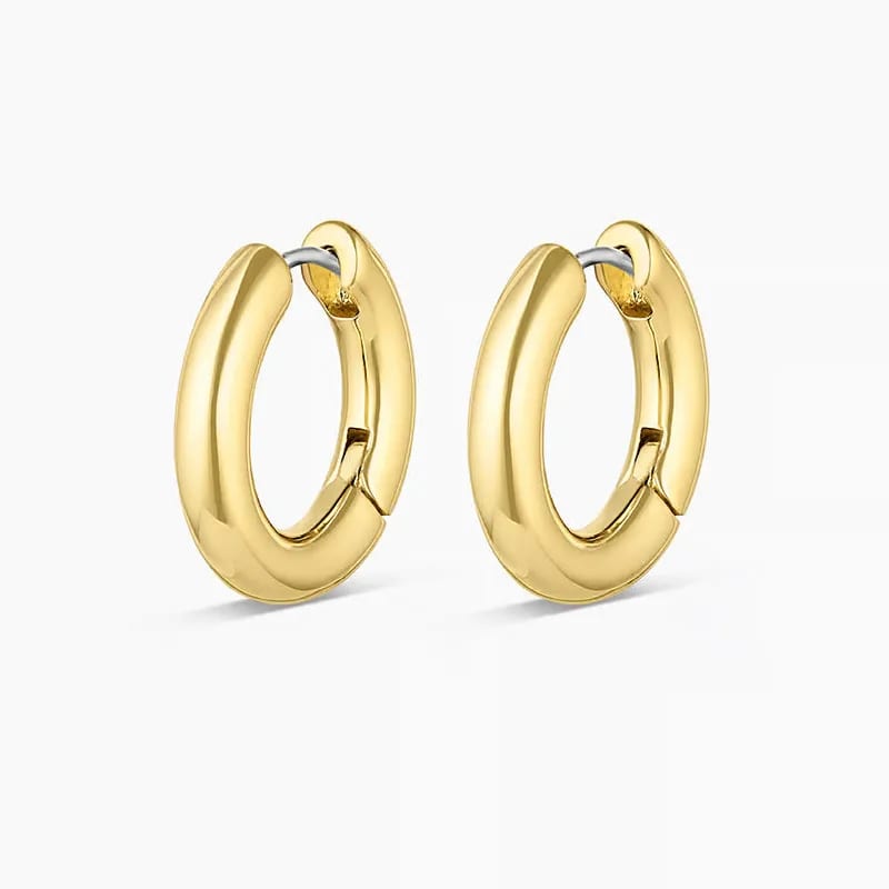 Women Fashion 18k Gold And Silver Plated Brass Jewelry Classic Chunky Gold Hoops Earrings For Girls Hoop Earrings