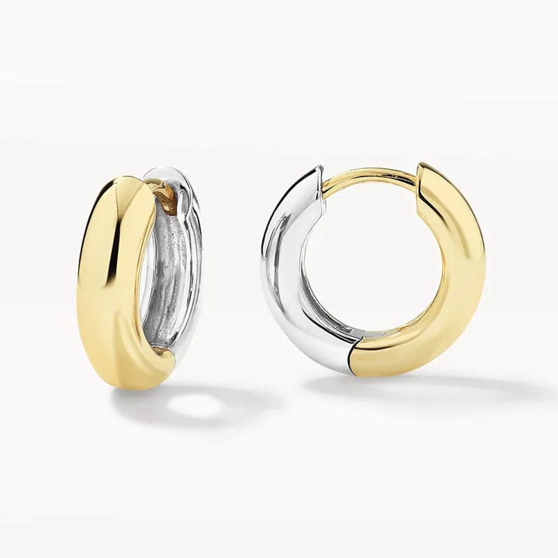 Wholesale Custom Two-tone Gold And Silver Chunky Huggie Hoop Earrings For Women Jewelry Huggie Earrings