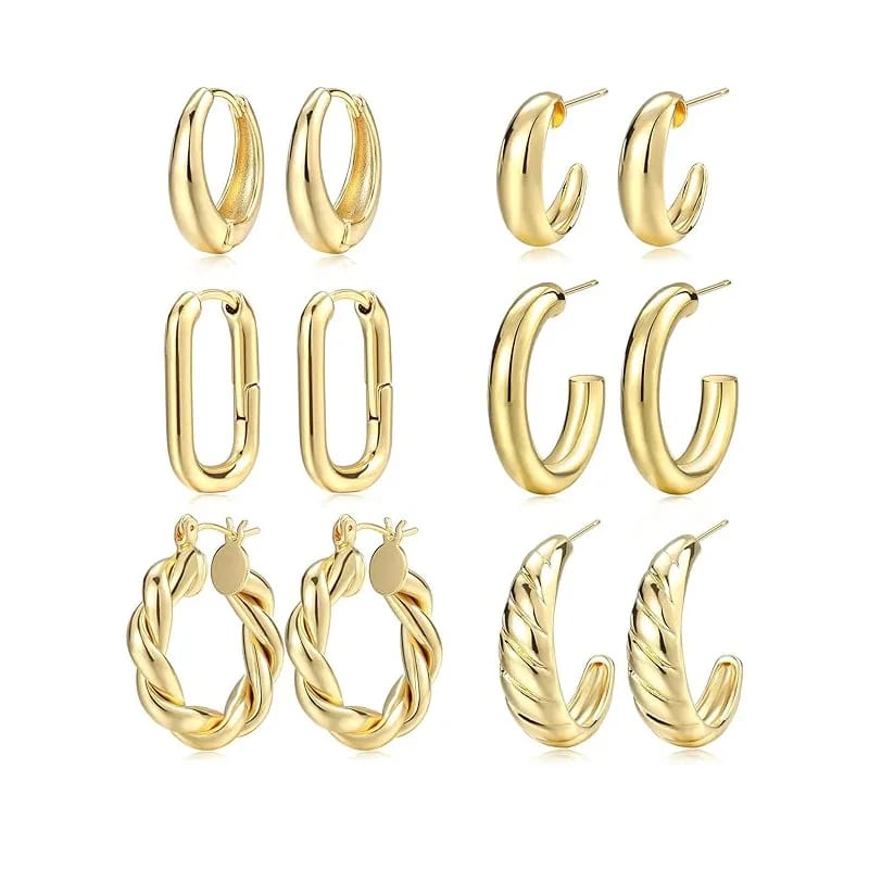 Wholesale Custom 14k 18k Gold Plated Hypoallergenic Chunky Open Huggie Hoops Earrings Jewelry Fashion Earrings For Women Hoop Earrings