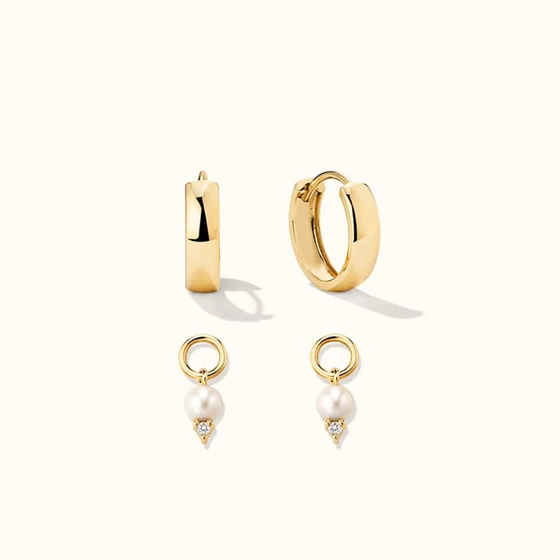 Women’s Trendy 925 Sterling Silver Jewelry Diy Pendant Cubic Zirconia Fresh Water Pearl 14k Gold Plated Hoops Charm Earrings Hoop Earrings