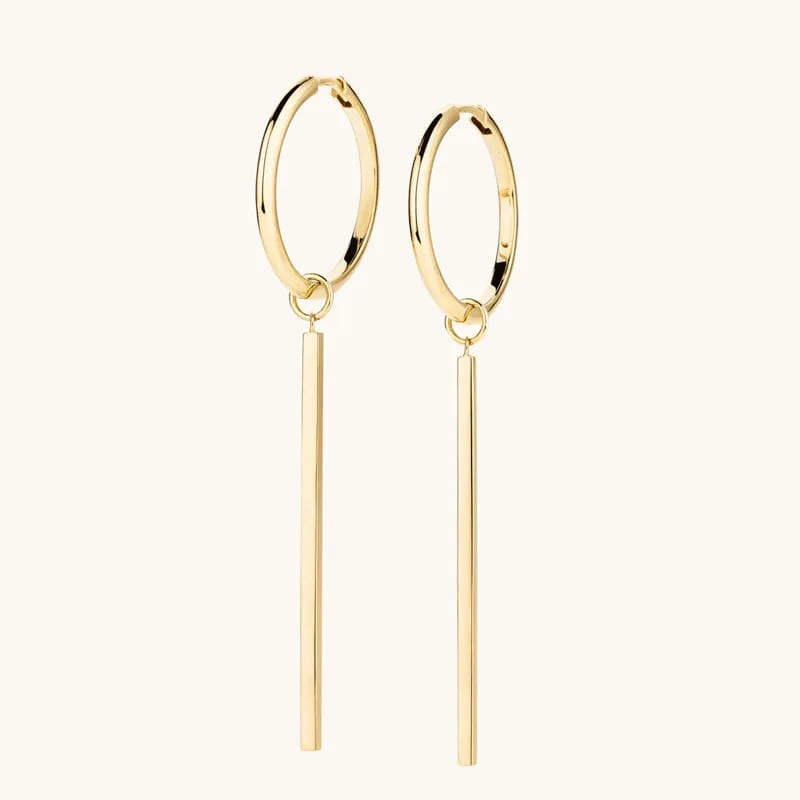 SXS Jewelry 925 Sterling Silver 14k Gold Plated Bar Hoop Charms Earrings For Women Hoop Earrings