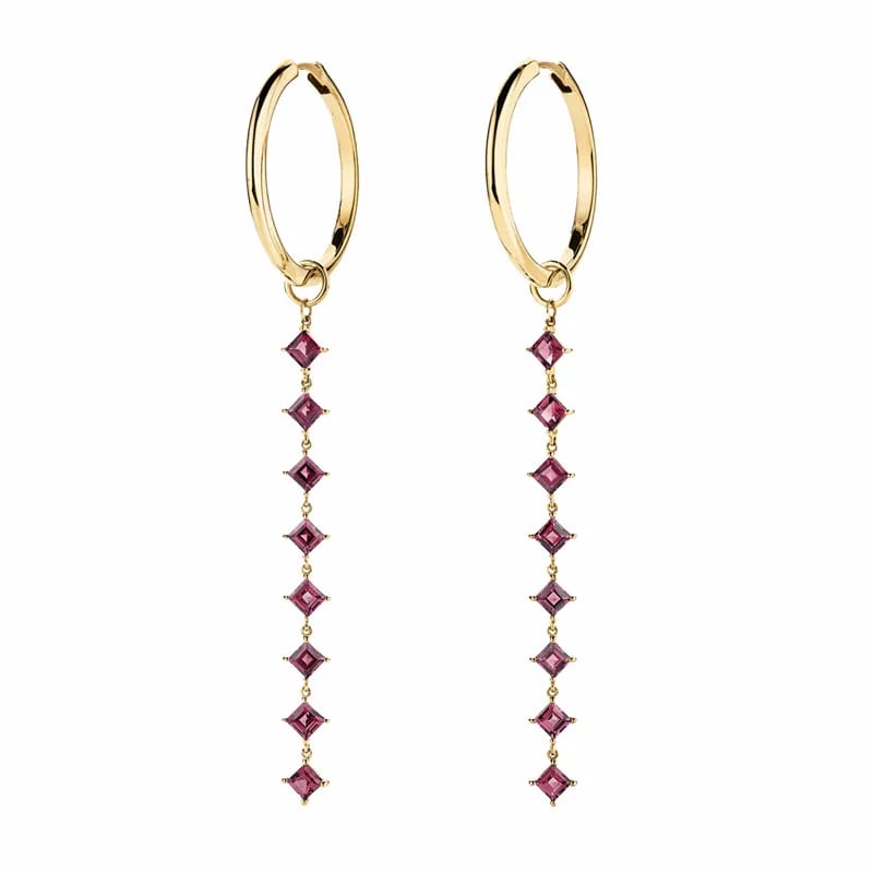Daily Wear 925 Sterling Silver 18k Gold Plated Cubic Zirconia Long Drop Dangle Hoop Charms Earrings For Women Hoop Earrings