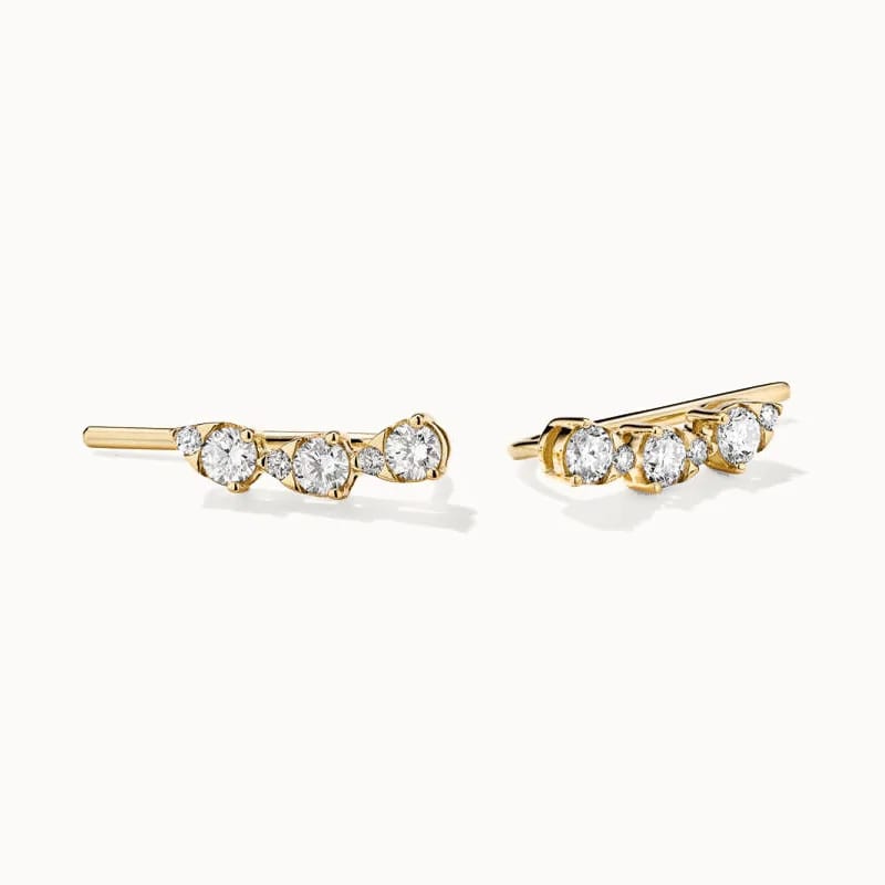 New Trends Minimalist 925 Sterling Silver Jewelry 18k Gold Plated Pear Cubic Zirconia Climber Stud Earrings For Ladies Ear Climbers