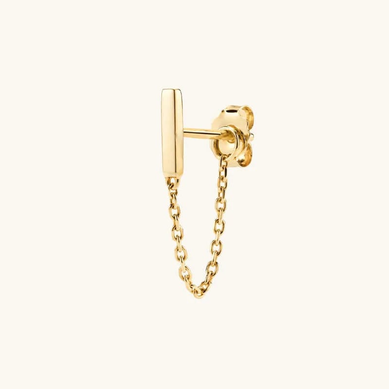 New Trendy 925 Silver Gold Plated Dangling Drop Bar Chain Stud Earrings For Women Stud Earrings