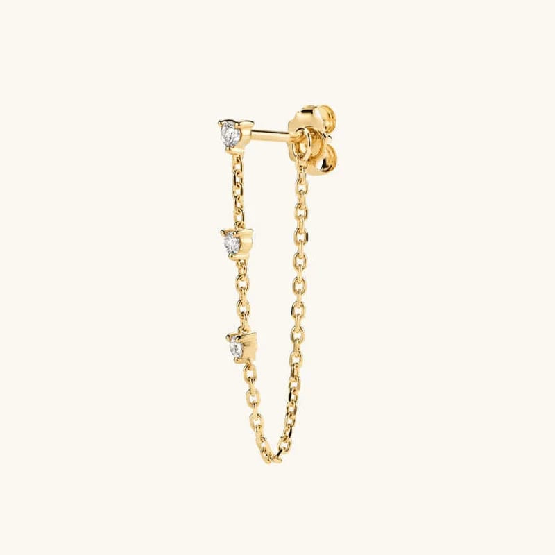 Fashion Fine Jewelry Earrings Women 925 Silver Gold Plated Mini Diamond Chain Stud Earrings Stud Earrings
