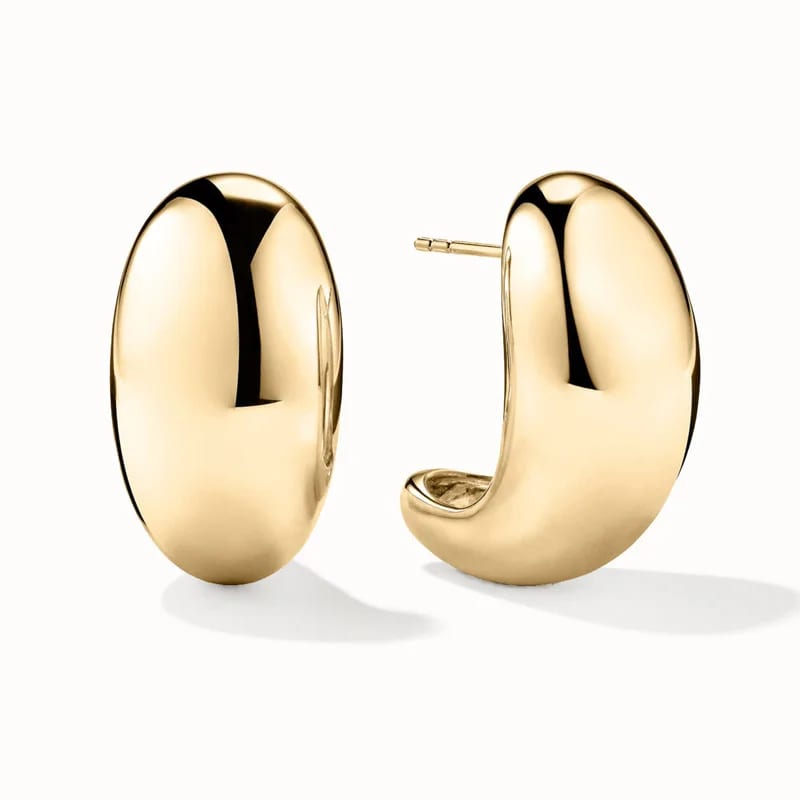 New Design 18k Gold Plated Statement Mega Dome Earrings Women Jewelry Stud Earrings