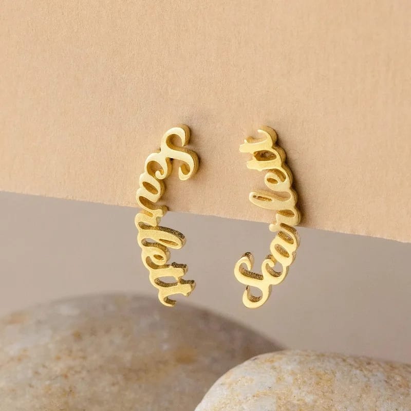 Custom Name Earring Personalized Fashion Nameplate Jewelry 925 Sterling Silver Stud Earrings Stud Earrings