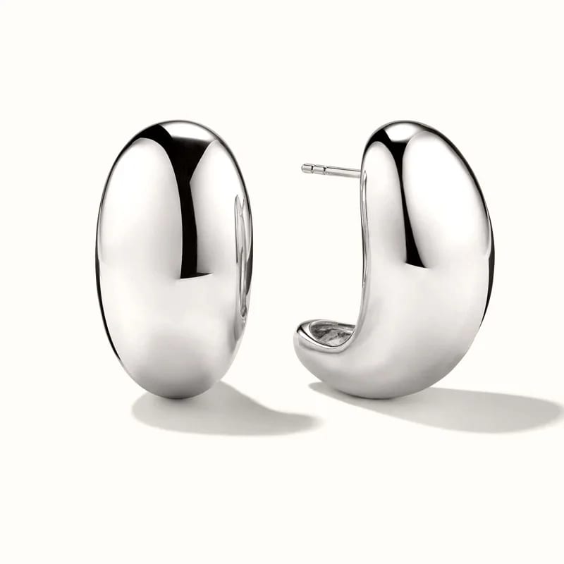 High Quality 925 Sterling Silver Statement Chunky Earrings 18k Gold Mega Dome Earrings For Women Stud Earrings