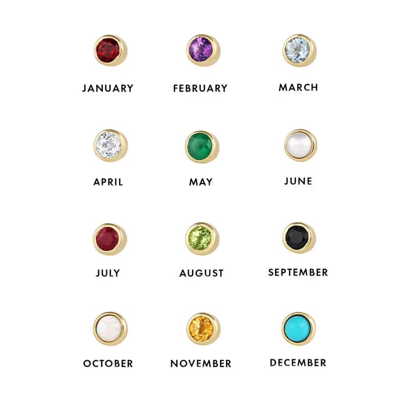 High Quality Classic Bezel Multicolor Birthstone Stud Earrings For Women And Girls Stud Earrings