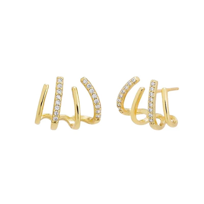 Minimalist Delicate 925 Sterling Silver 18k Gold Multilayer Claw Earrings Micro Pave Cubic Zircon Stud Earrings For Women Stud Earrings