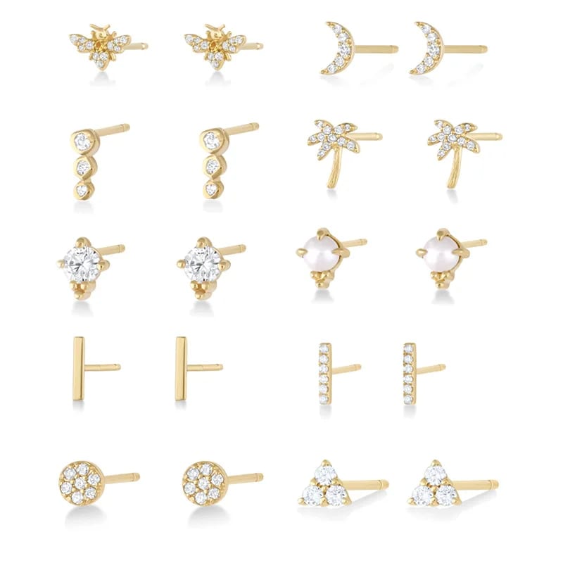 Custom Fashion Cz Cubic Zirconia Earrings Studs Dainty 18k Gold Plated 925 Sterling Silver Studs Earrings For Women Jewelry Stud Earrings