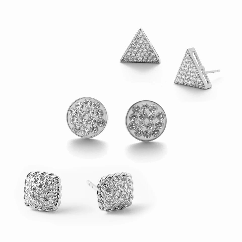 Hip Hop Cooper Micro Pave Diamond Dainty Geometry Earrings Stud Women’s Trend Jewelry Stud Earrings